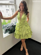 Gorgeous Halter Deep V-neck  Bow Tie A-line Mini Homecoming Dress